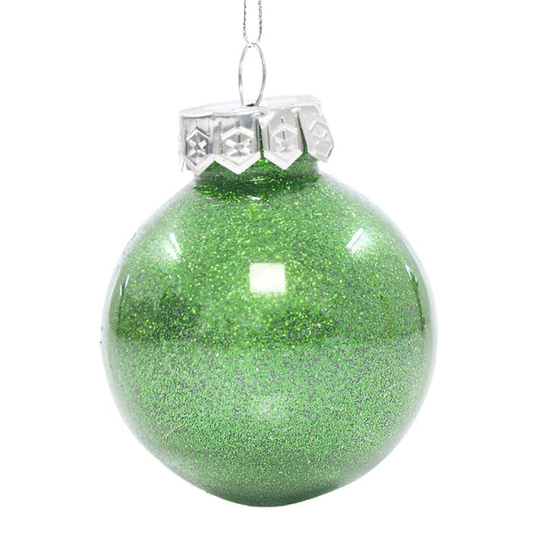 PLASTIC PET BALL GREEN GLOSSY WITH GLITTER SET 12 PCS 6cm - Default Title