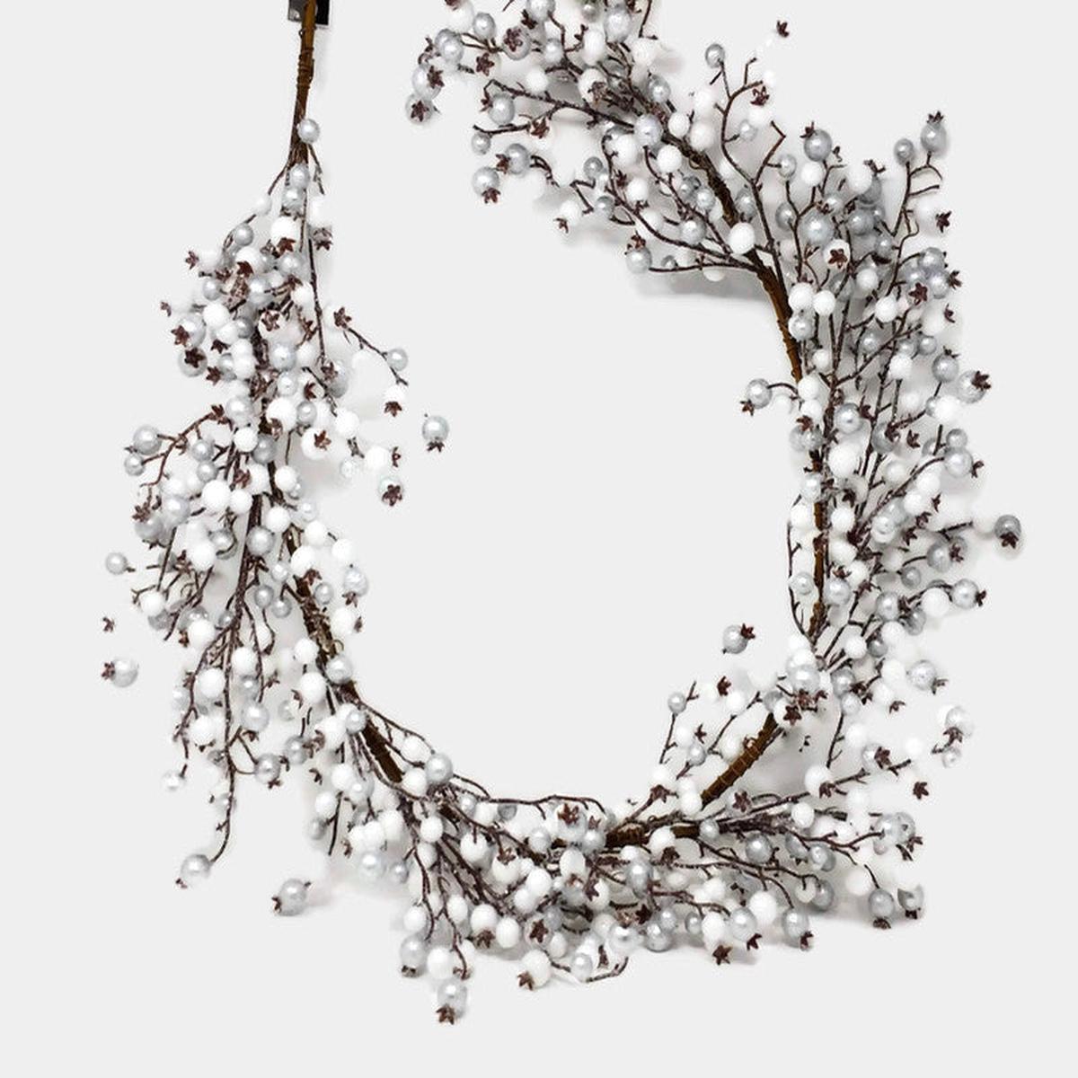 Silver & White Foam Snow Berry Garland x 150cm
