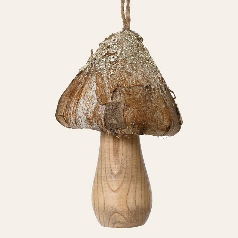 Wooden Mushroom with Gold Detail 7x7x10 - Default Title