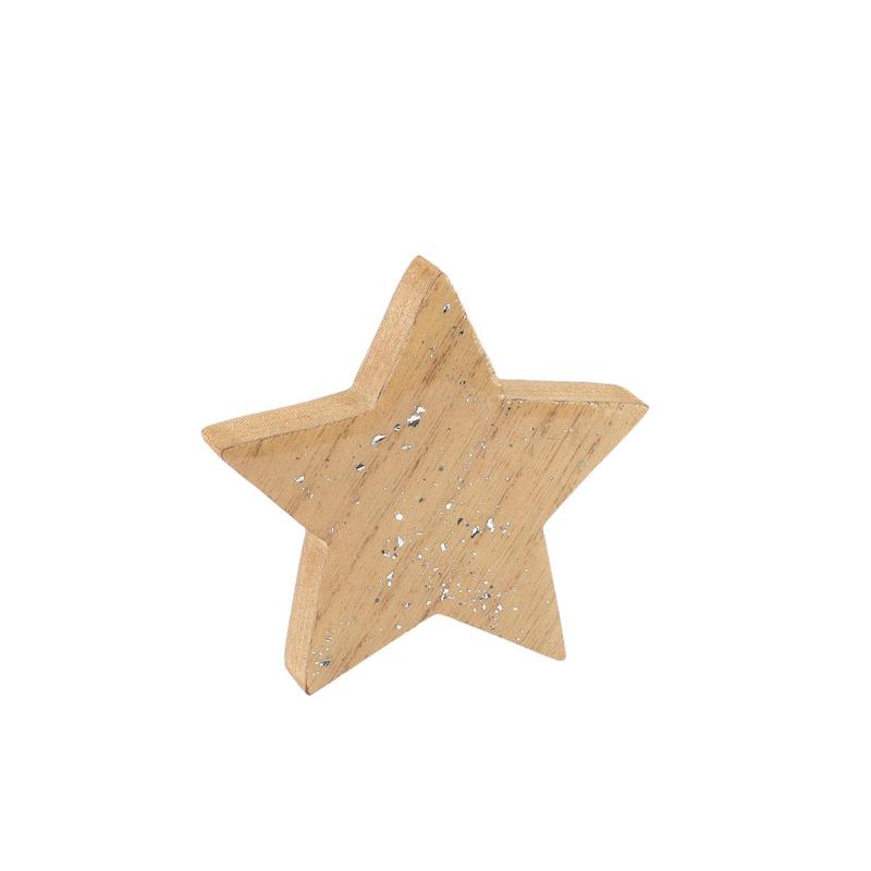 Wooden Star with Silver Glitter 8x2x8 - Default Title