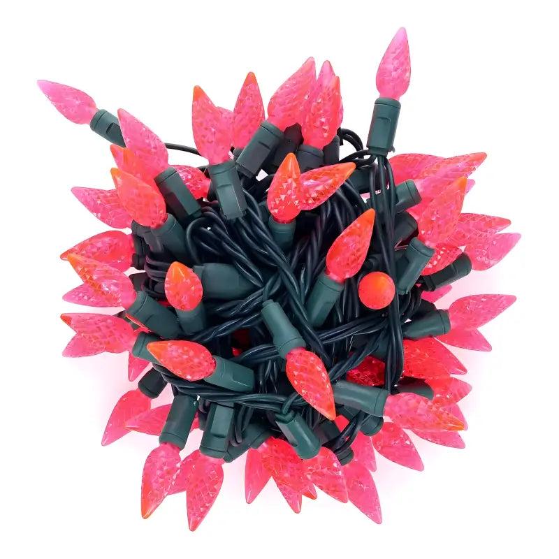 100 C6 Pink LED Christmas Lights, 4