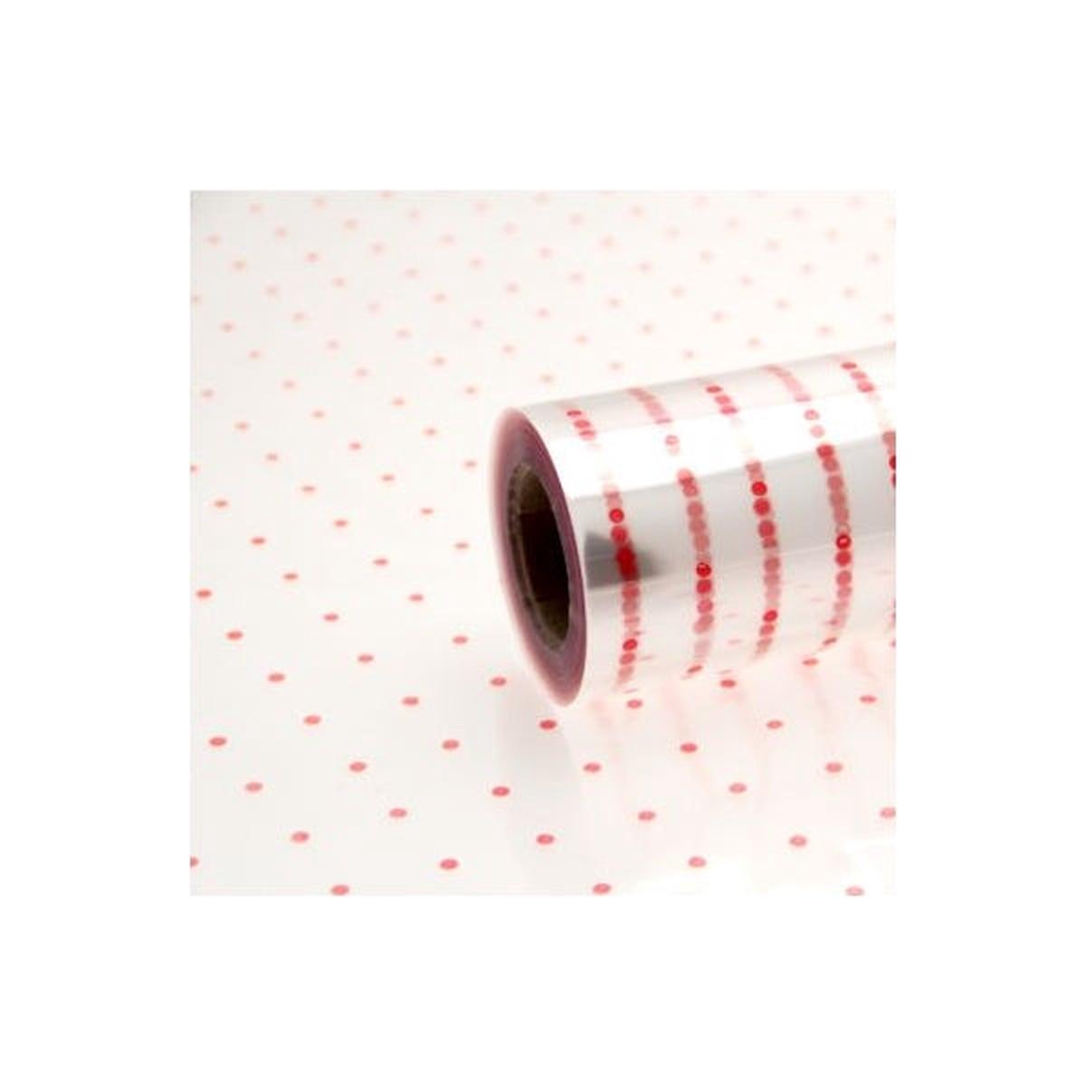 100m x 80cm Printed Dot Cellophane - Red