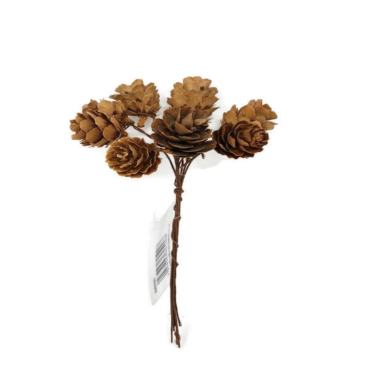 6 piece Mini Pine Cone Wire Pick Bundle x 16cm