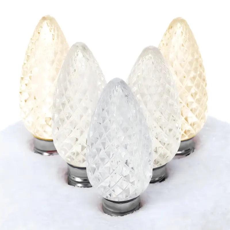 C9 ColorSplash Champagne Warm White, Pure White, Cool White Faceted LED Christmas Light Bulbs