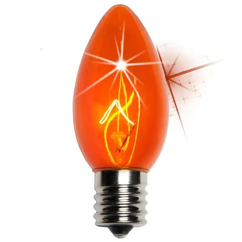 C9 Incandescent Christmas Light Bulbs, Orange TWINKLE, Transparent, Pack of 25
