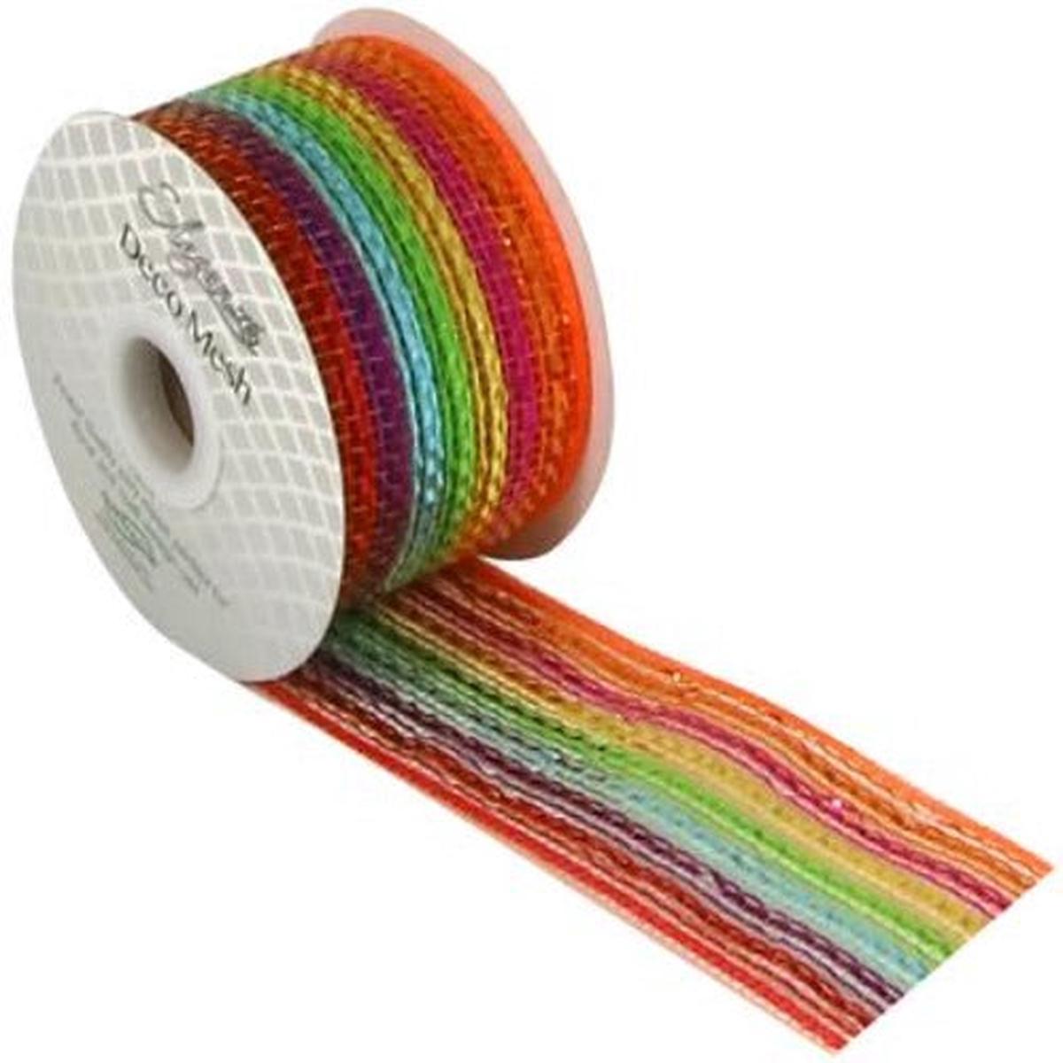 Deco Mesh Metallic Rainbow Pattern 63mm x 10m