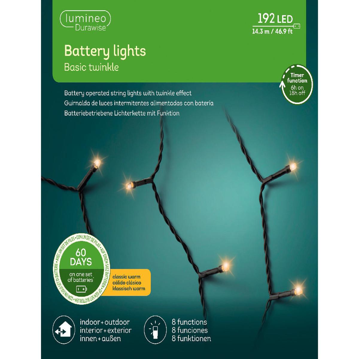 LED Durawise basic lights 8 function twinkle effect BO outdoor black/classic warm L.1430cm