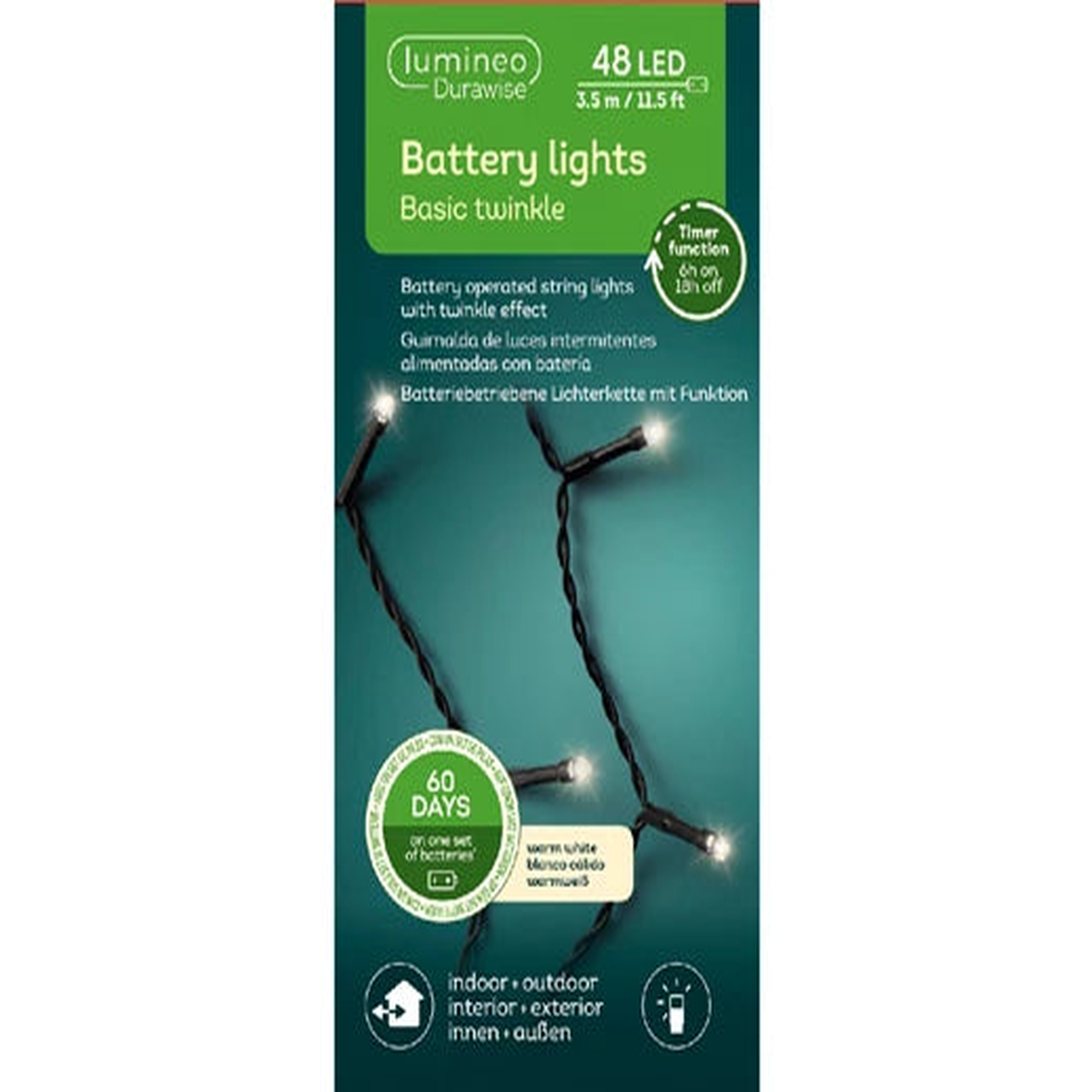 LED Durawise basic lights 8 function twinkle effect BO outdoor black/warm white L.350cm