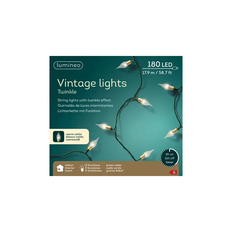 LED vintage lights gb 8 function twinkle effect indoor green/warm white L.1790cm