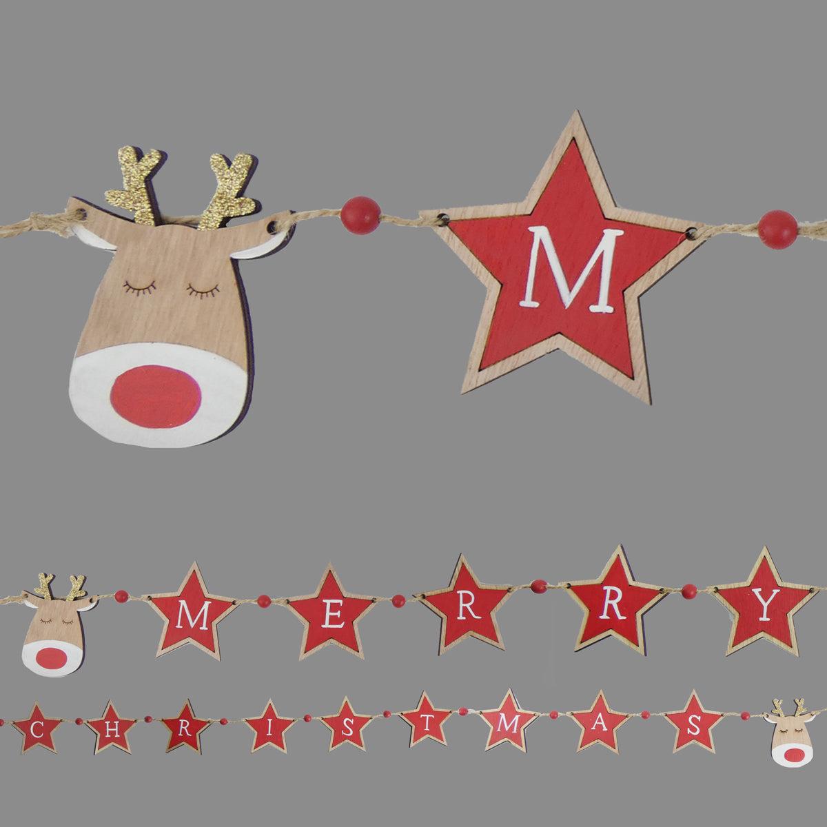 Merry Christmas Reindeer Letter Garland x 2 metres