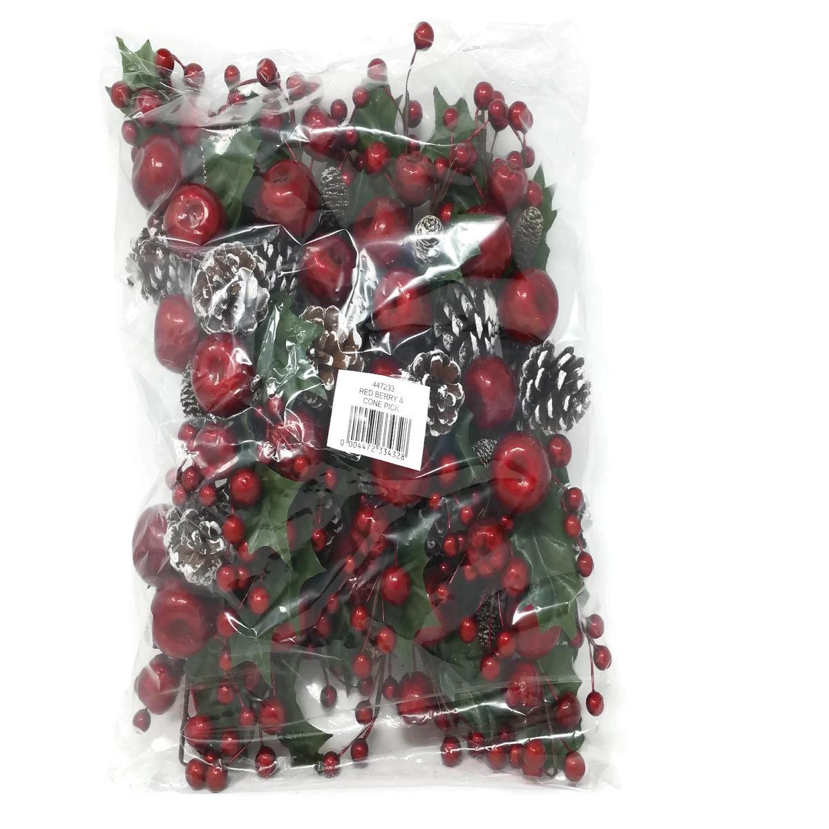 Red Berry & Pine Cone Pick x 12 447233