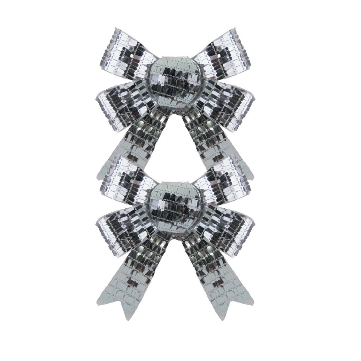 Silver Sequin Bows x 13cm - Pack of 2