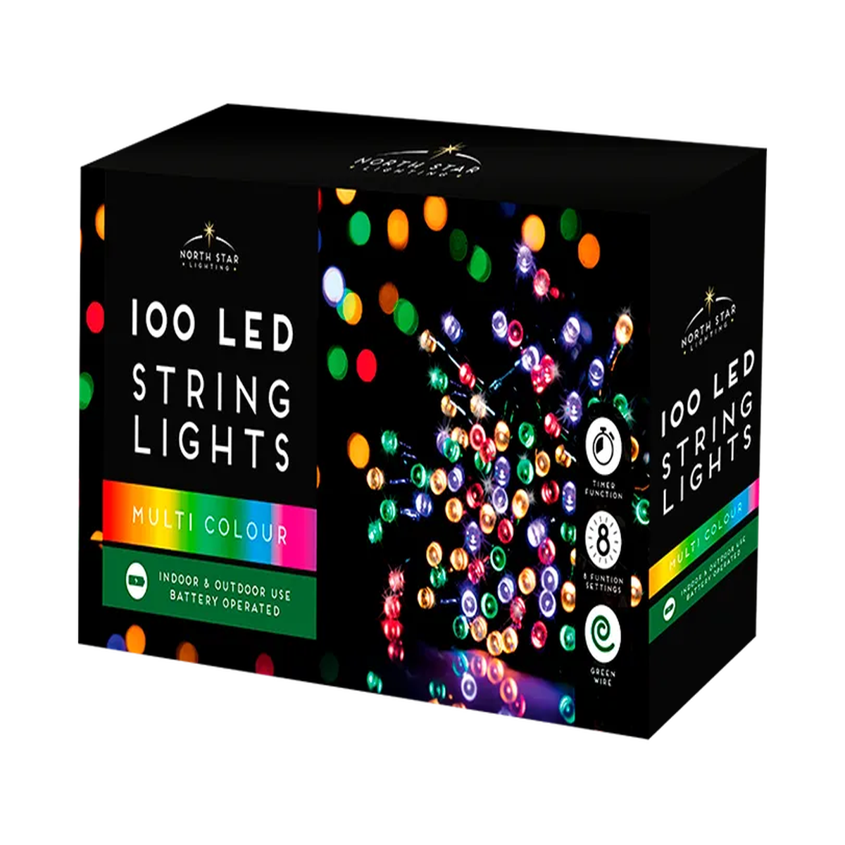 100 LED Battery Operated Timer Lights