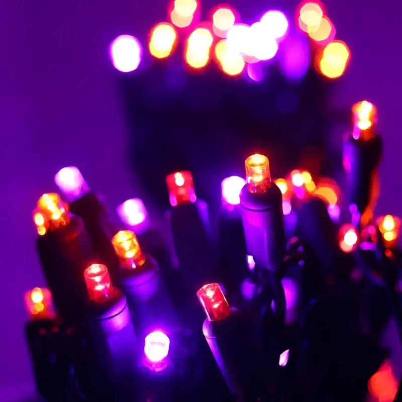 50 5mm ColorSplash Victorian Red, Orange, Purple LED Christmas Lights, 6