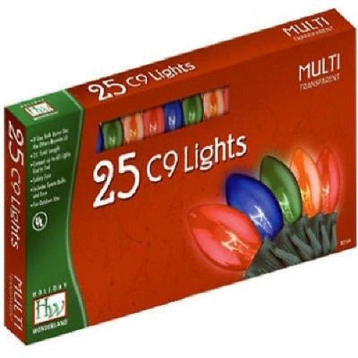 Holiday Wonderland 925-88 25-Count Multi-Color Transparent C9 Christmas Light Set - Quantity of 1