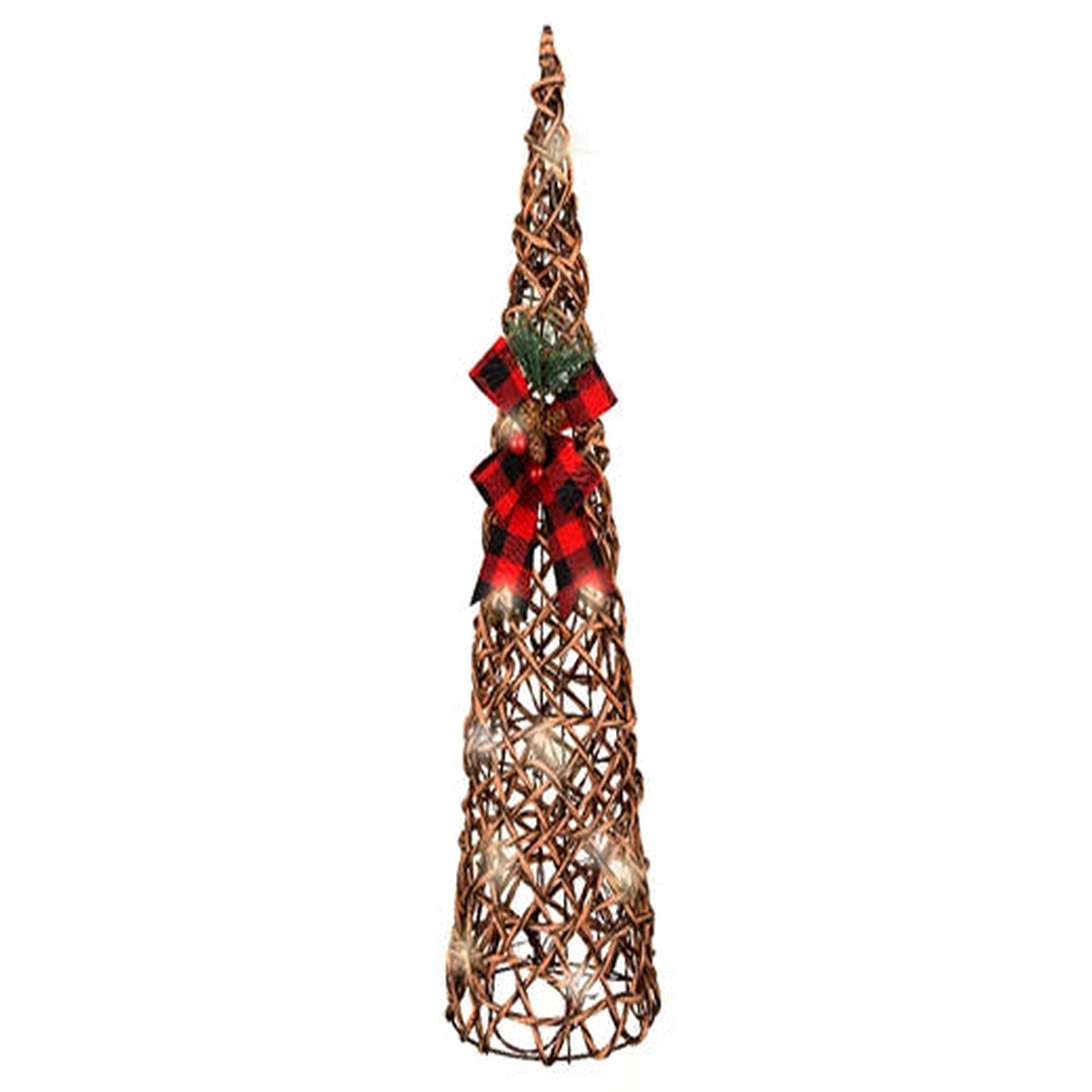 LED cone rattan steady BO indoor brown/warm white H.58cmD.15.5cm