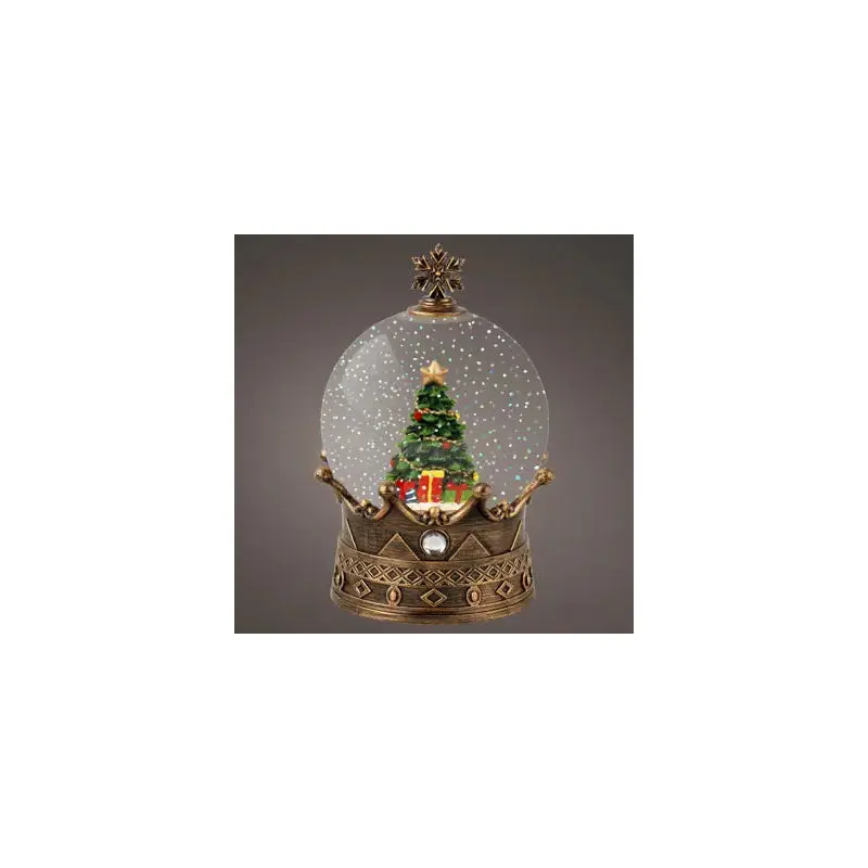 LED snowglobe plastic steady BO indoor gold/warm white D.12.5cm x H.19cm
