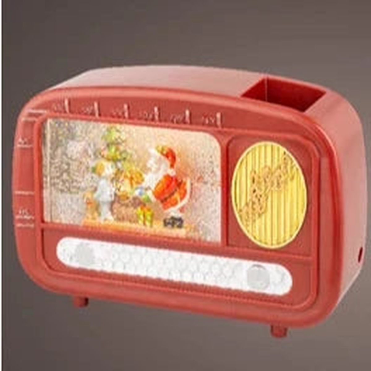 LED water spinner plastic radio steady BO indoor red/warm white L.6.3cm x W.22cm x H.15.5cm