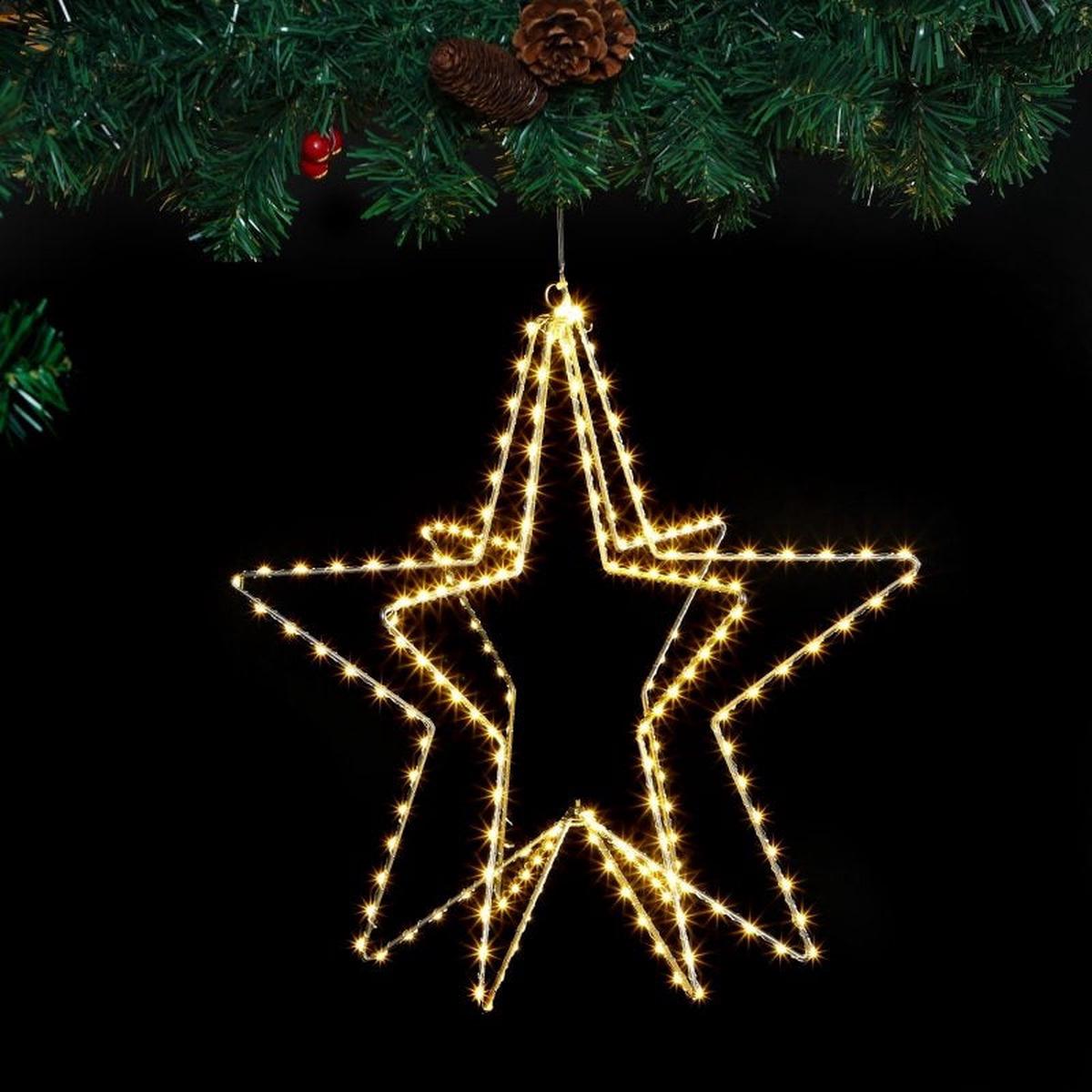 Noma 3721012 45cm 3D Silver Metal Star with 210 warm white LEDS
