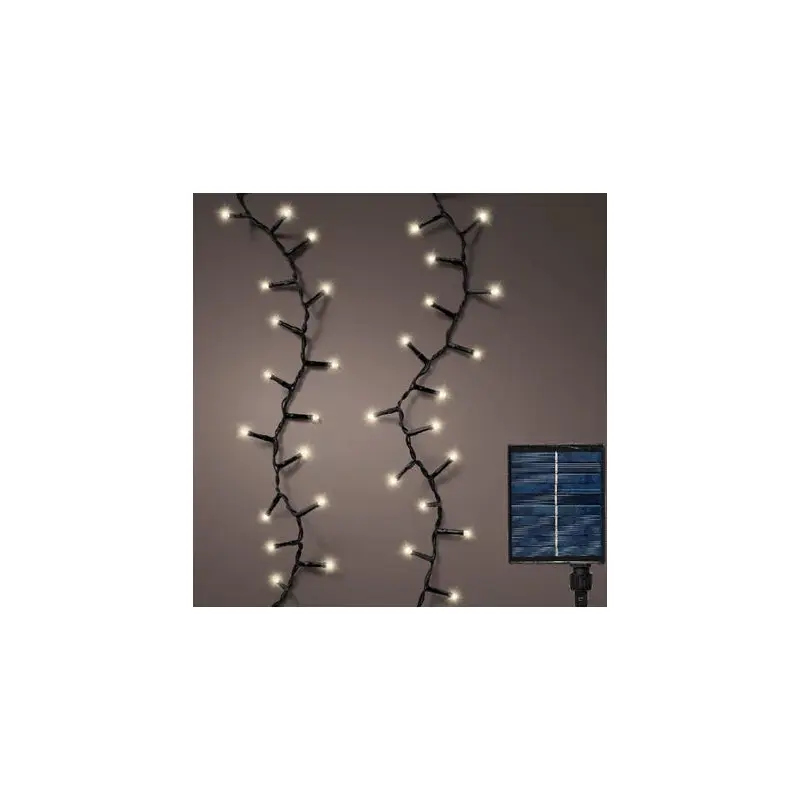 Solar compact lights pvc 8 function twinkle effect black/warm white L.1600cm