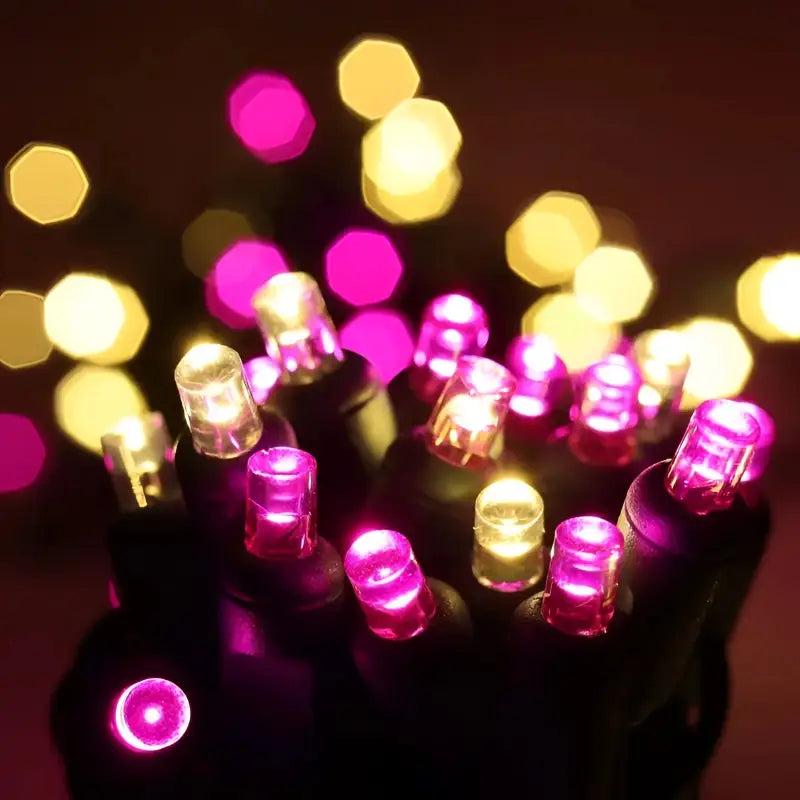 50 5mm ColorSplash Pink Taffy Warm White, Pink LED Christmas Lights, 6