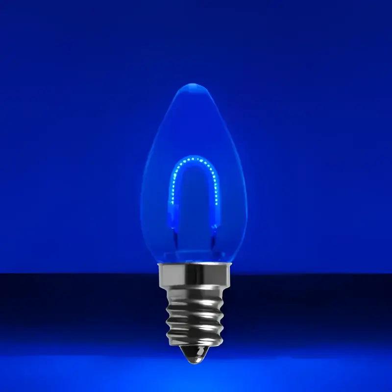 C7 Blue Transparent Shatterproof LED Filament Vintage Christmas Light Bulb, Pack of 5