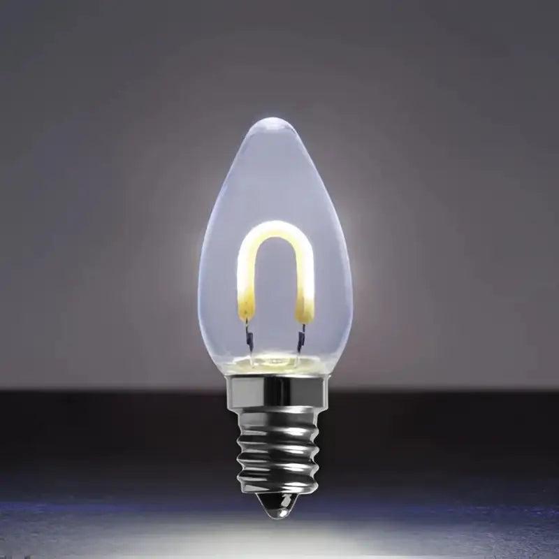 C7 Cool White Transparent Shatterproof LED Filament Vintage Christmas Light Bulb, Pack of 5