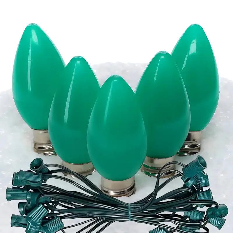 C7 Green Smooth ProCore LED Christmas Light Bulb String Light Set, 25 Lights, 25'