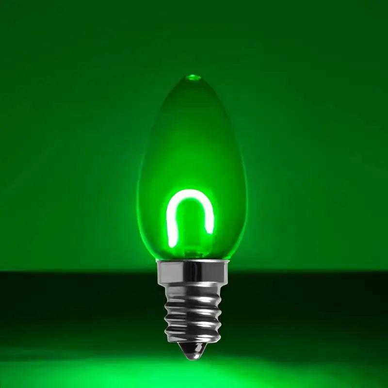 C7 Green Transparent Shatterproof LED Filament Vintage Christmas Light Bulb, Pack of 5