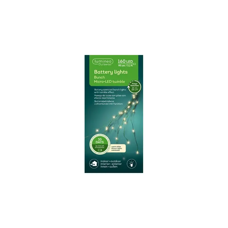 Micro LED Durawise bunch lights 8 function twinkle effect BO outdoor green/warm white L.95cm