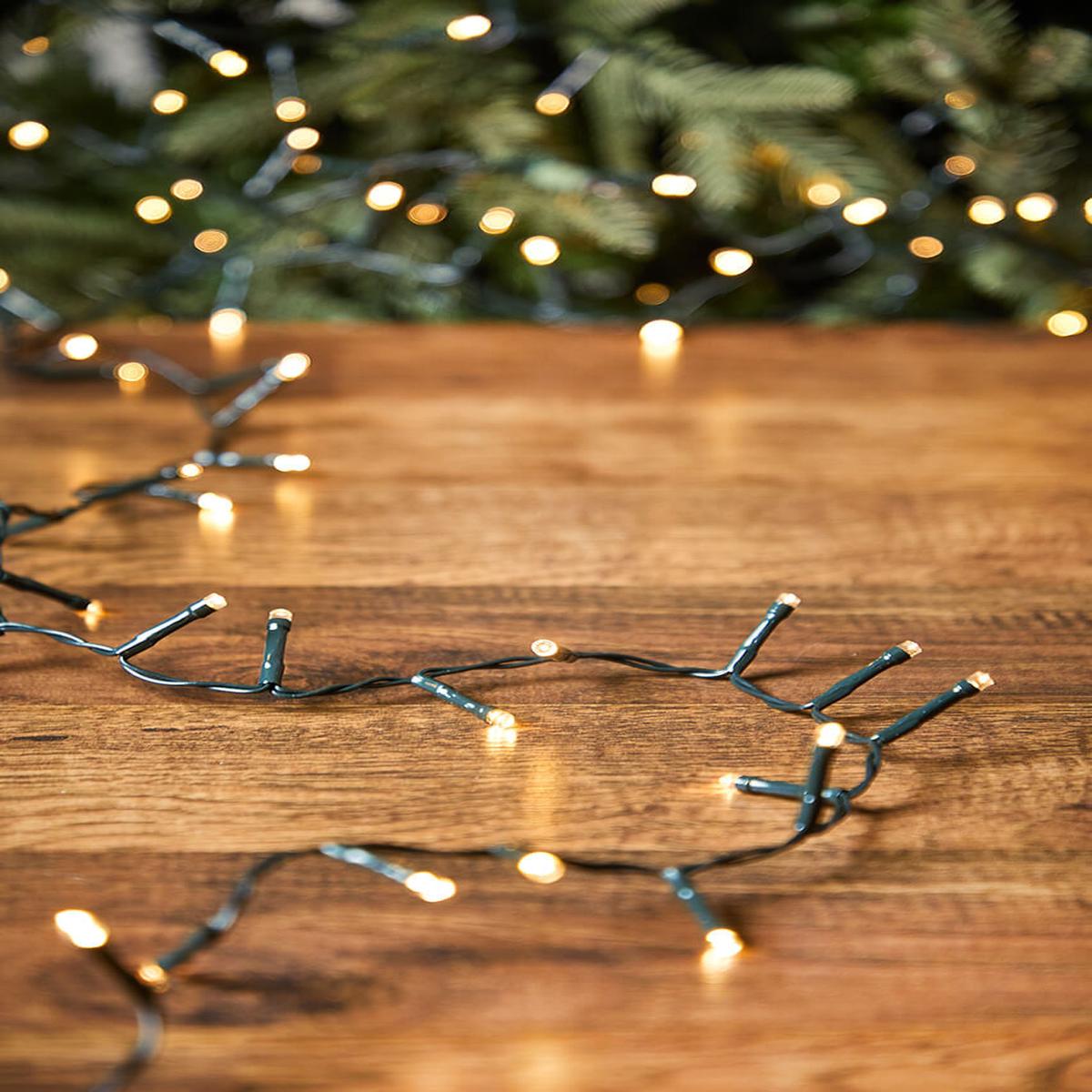 10' Battery Operated Warm White Compact Lights  96 LED (Green Cord)