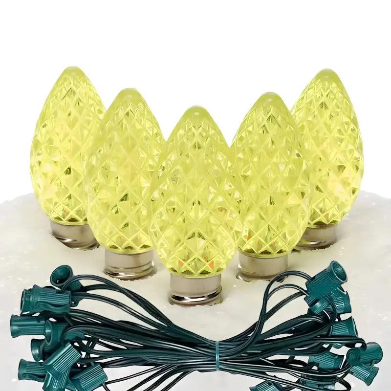 C7 Gold Faceted ProCore LED Christmas Light Bulb String Light Set, 25 Lights, 25'