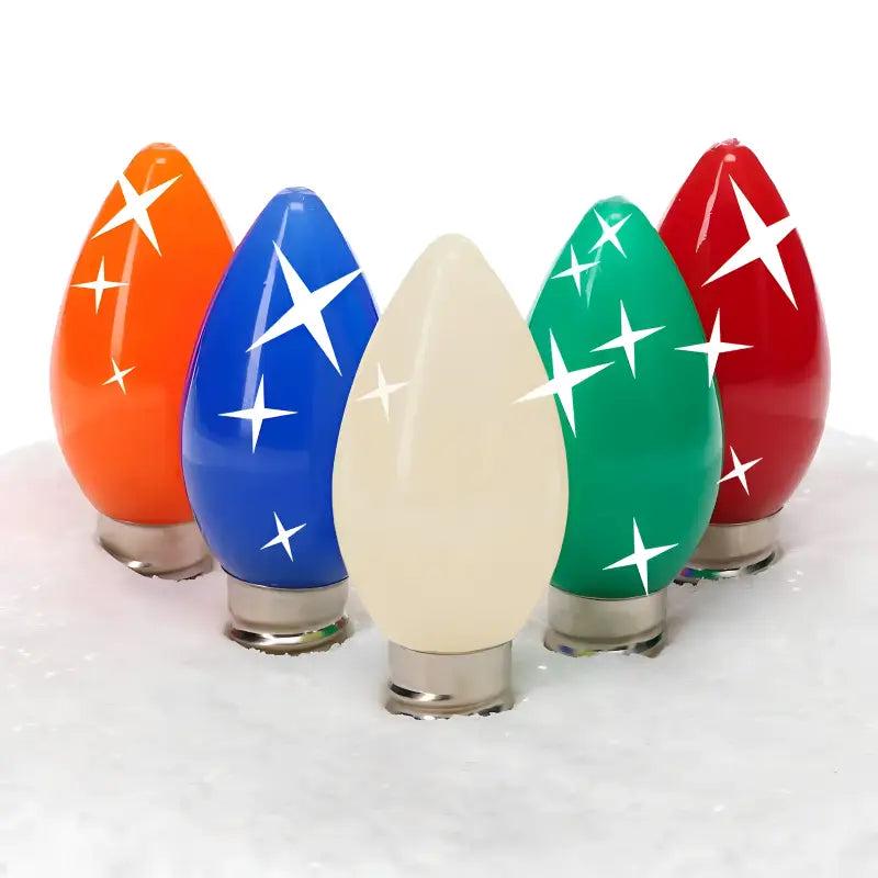 C7 Multicolor Red, Blue, Green, Orange, Warm White Twinkle Smooth ProCore LED Christmas Light Bulbs
