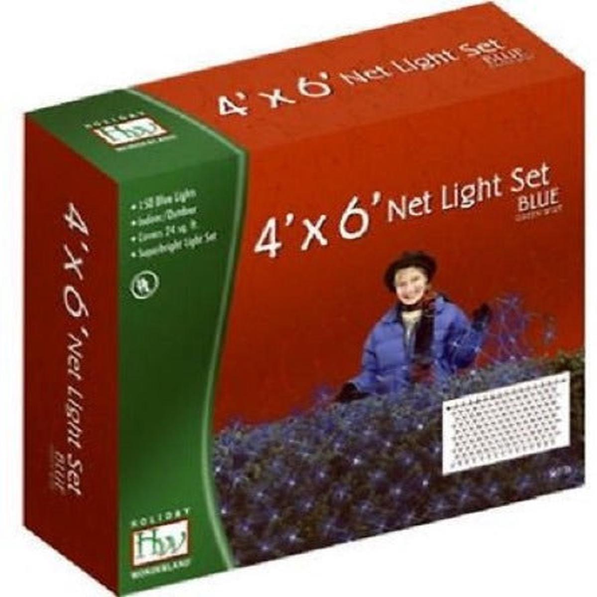 Holiday Wonderland 48954-88 150-Count 4' x 6' Blue Net Christmas Lights - Quantity of 8