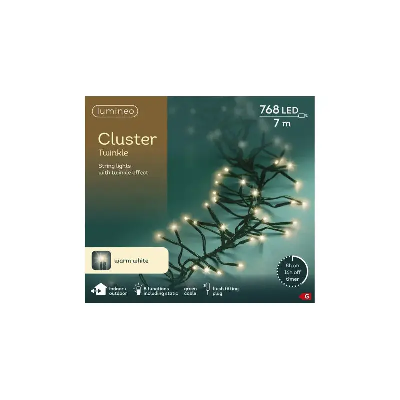 LED cluster lights gb 8 function twinkle effect outdoor green/warm white L.700cm