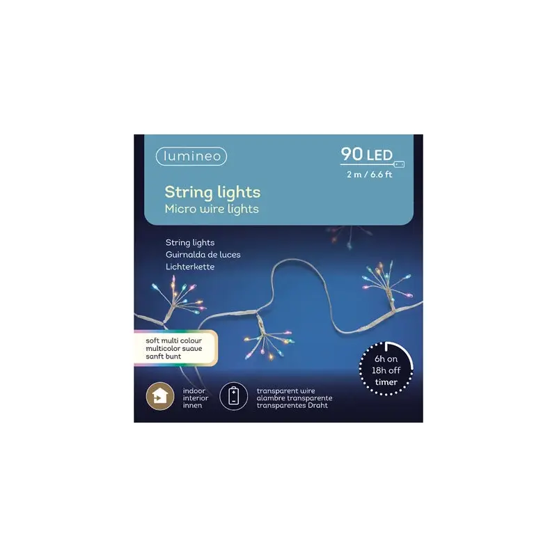 Micro LED stringlights steady BO indoor silver/soft multi L.200cm