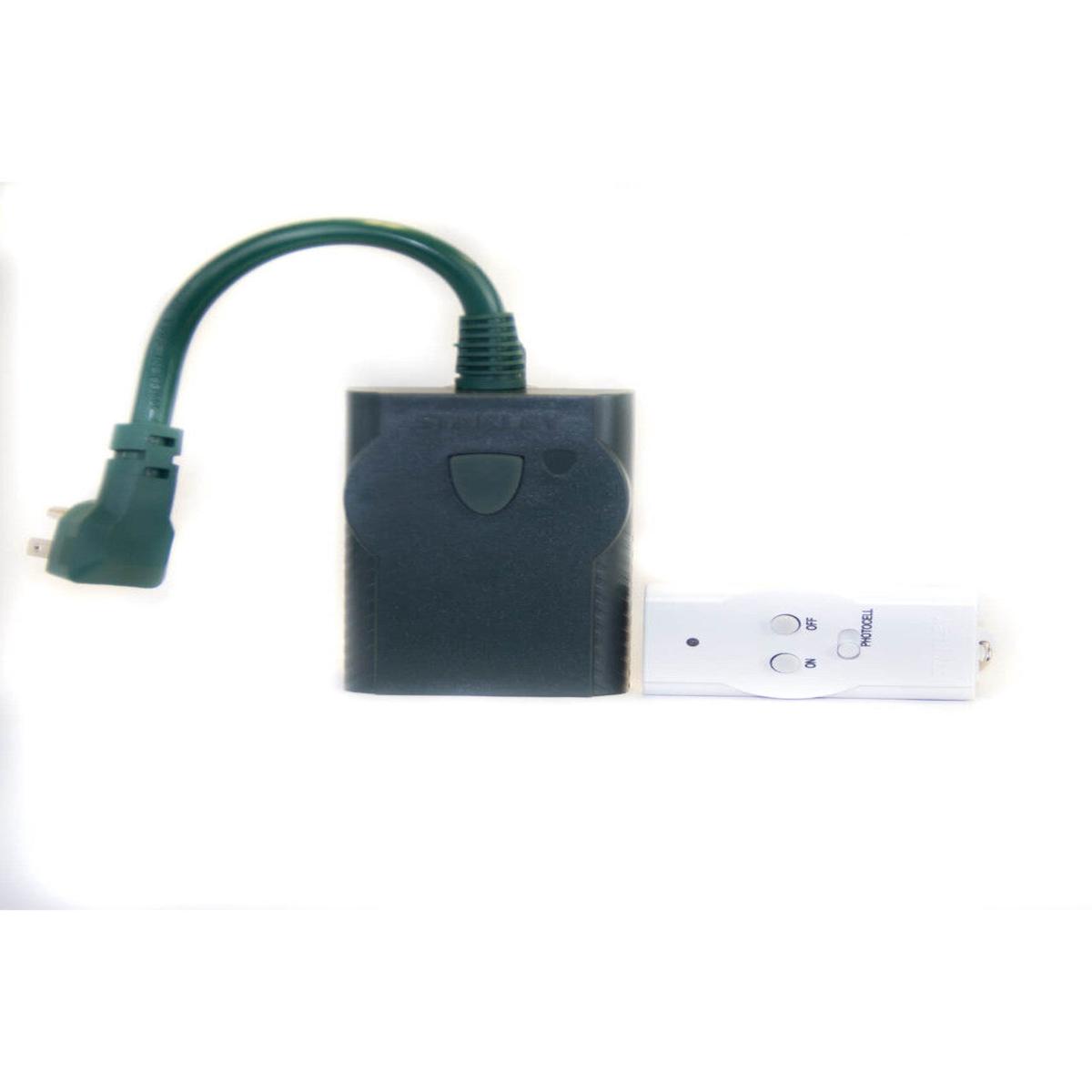 Outdoor Remote Control Twin Timer with Photocell  Dual Outlet Smart Holiday Lighting Controller