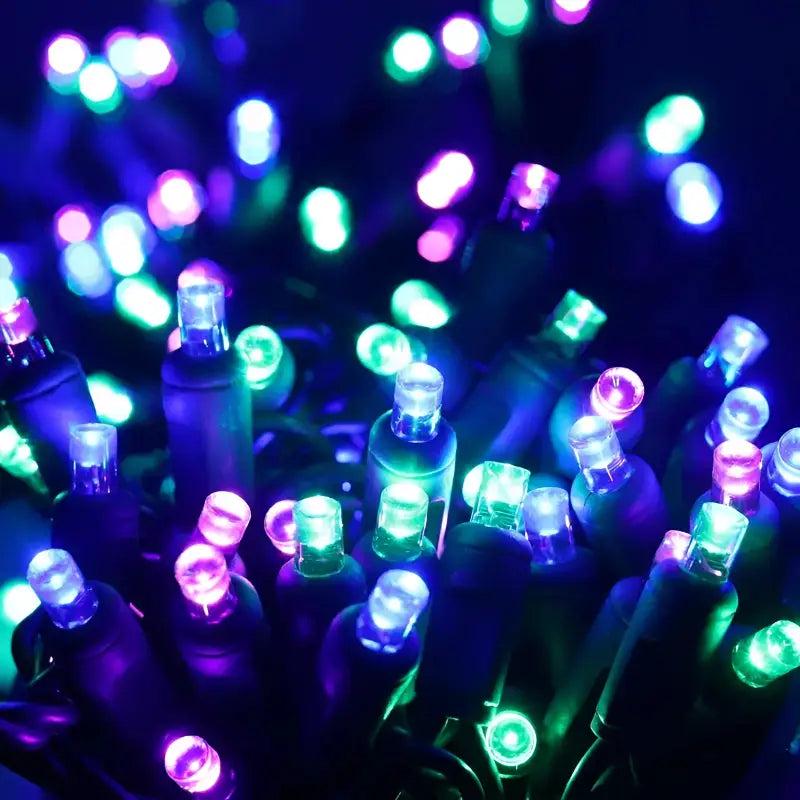 50 5mm ColorSplash Colombia Blue, Green, Purple LED Christmas Lights, 6