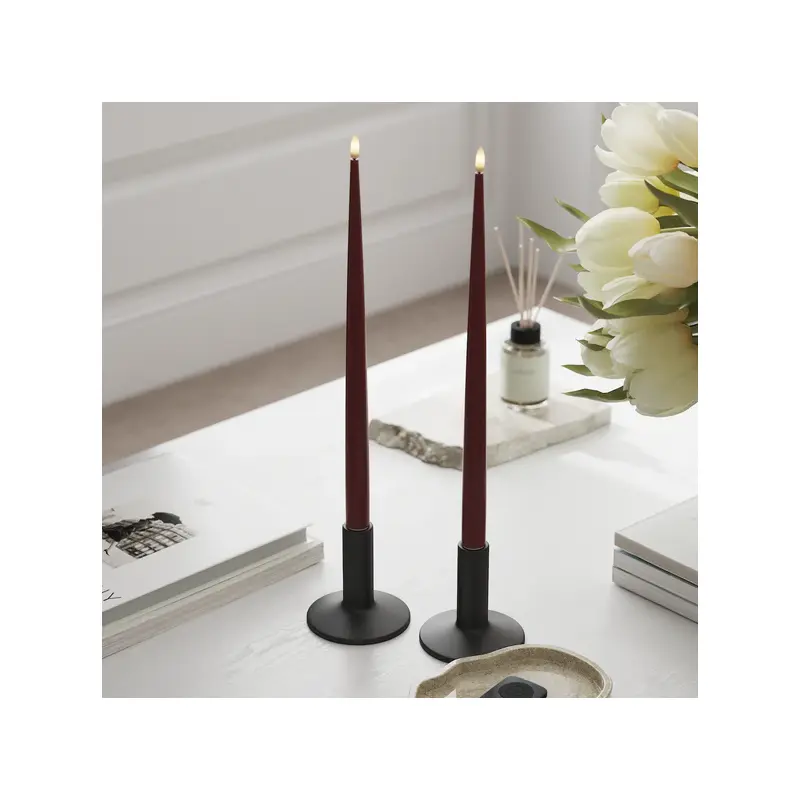 Bordeaux LED Shiny Dinner Candle. 2 stk (38 cm) (PR)