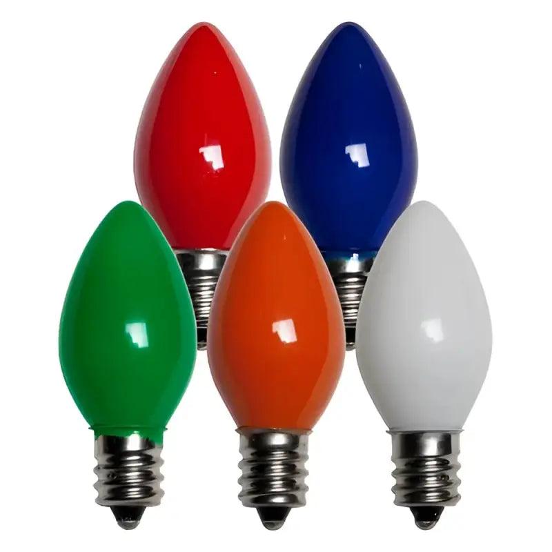 C7 Incandescent Christmas Light Bulbs, Multicolor, Opaque, Pack of 25