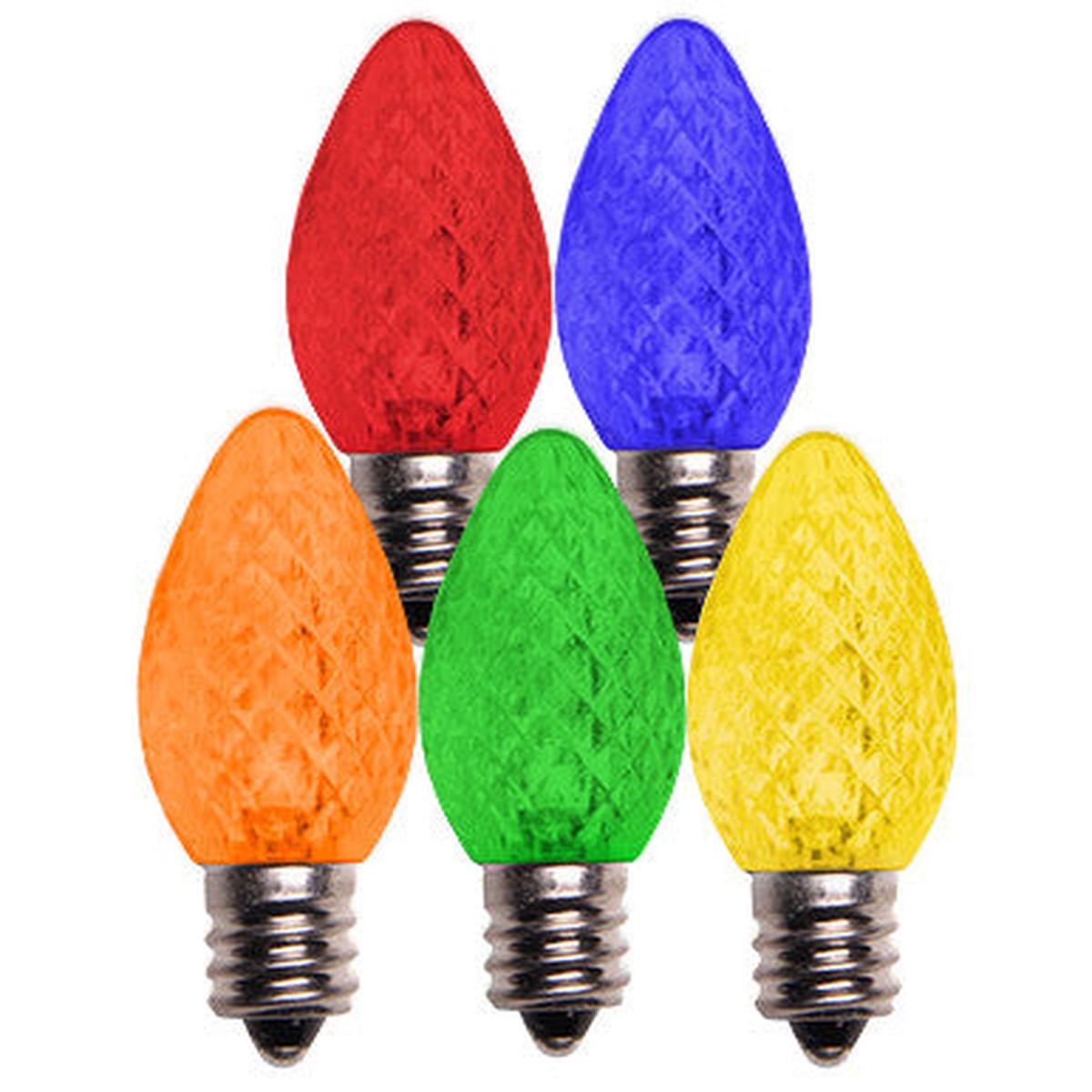 C7 Platinum Elite LED SMD Bulbs  25 Pack Faceted Multi Color Commercial Grade Christmas Lights