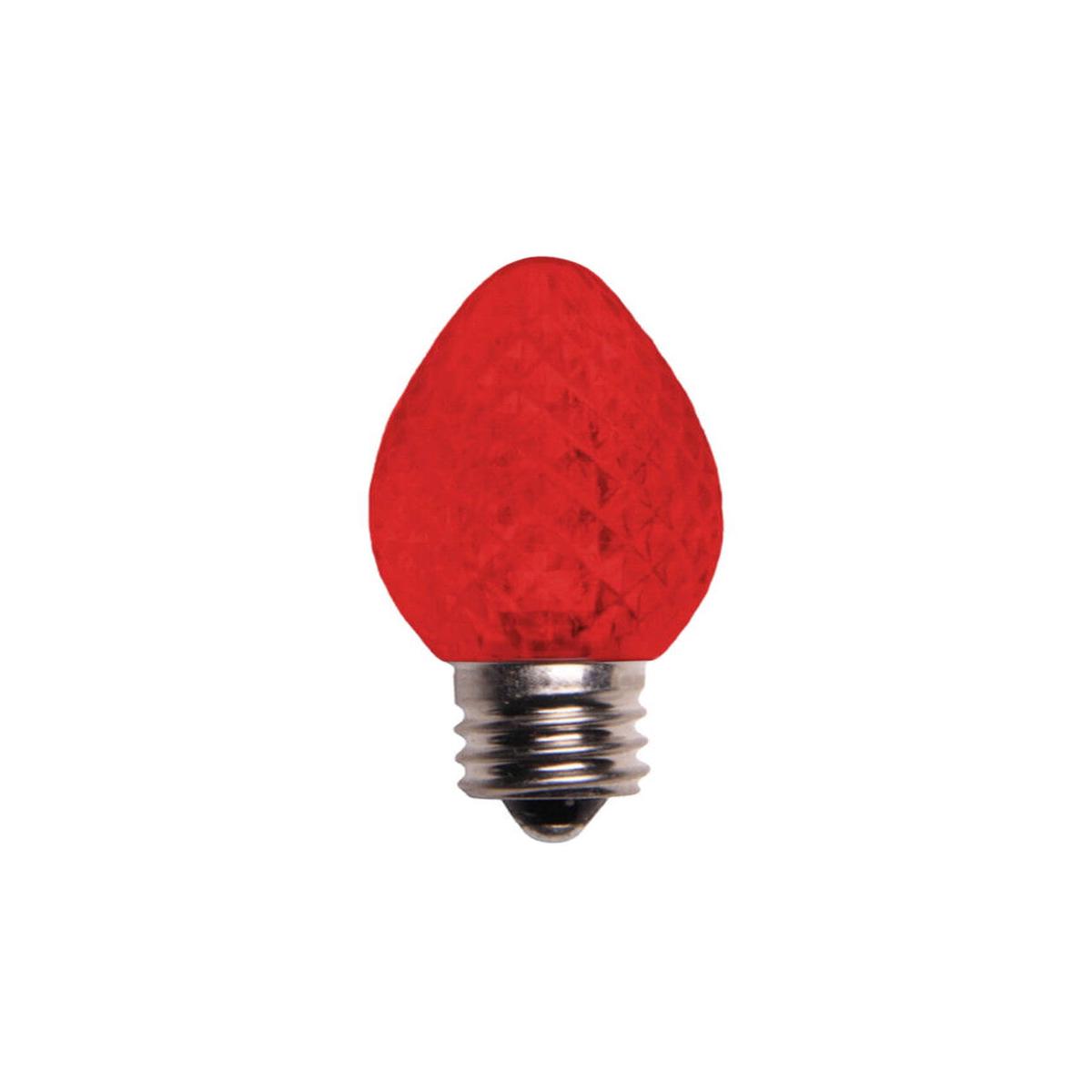 C7 Platinum Elite LED SMD Bulbs  25 Pack Faceted Red Commercial Grade Christmas Lights
