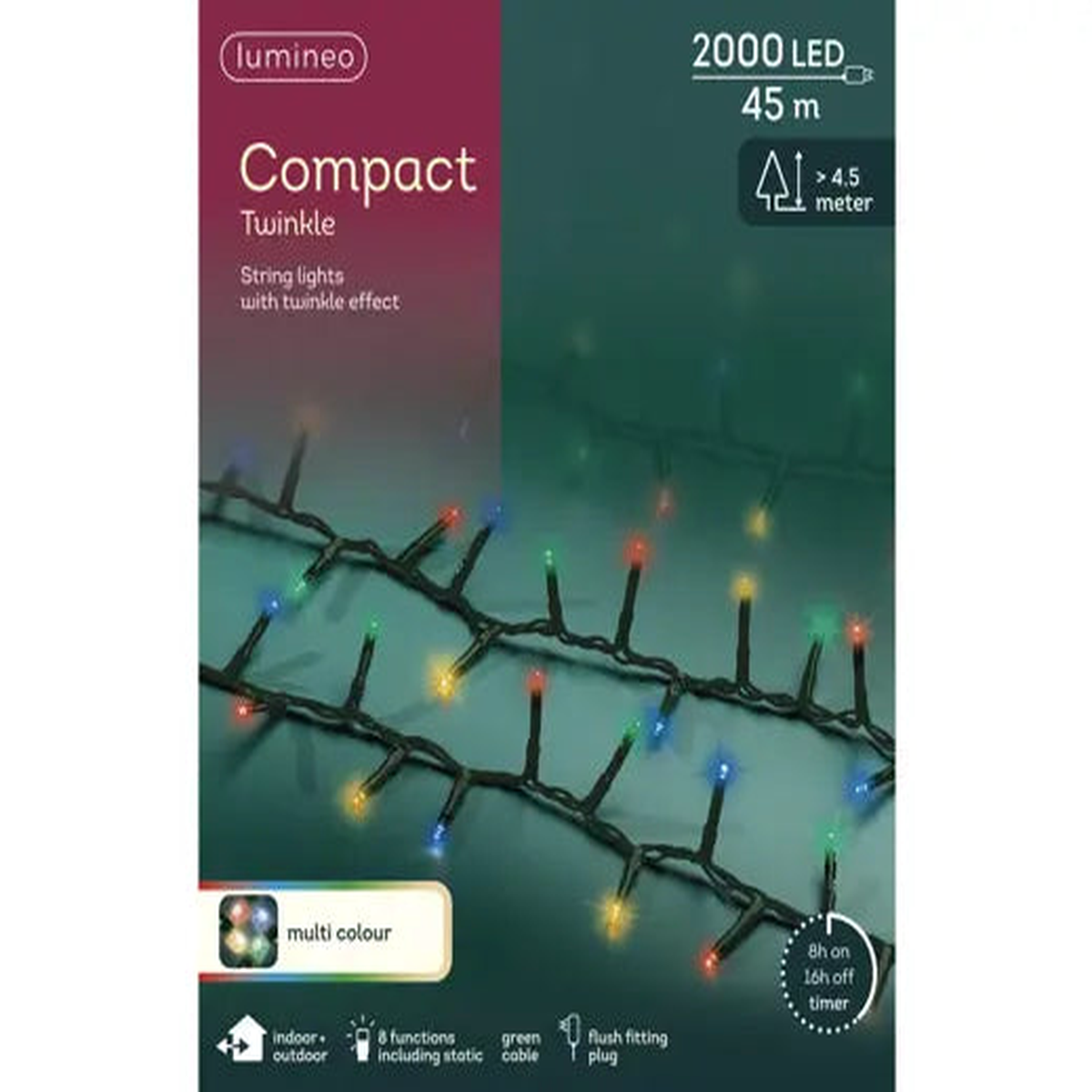 LED compact twinkle lights GB green/multi Colour 4500cm-2000L