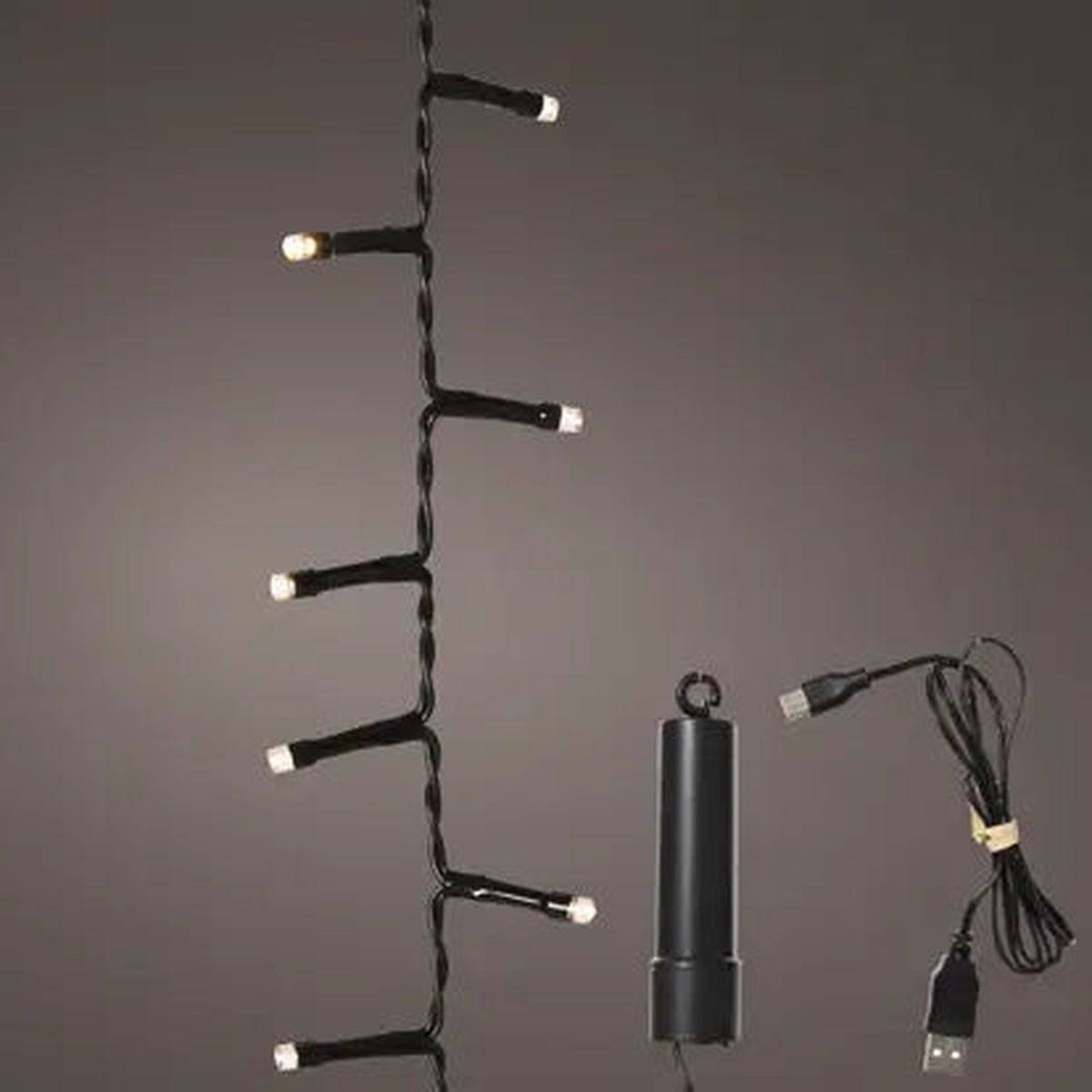 LED duracharge compact lights 8 function twinkle effect BO outdoor black/warm white L.400cm