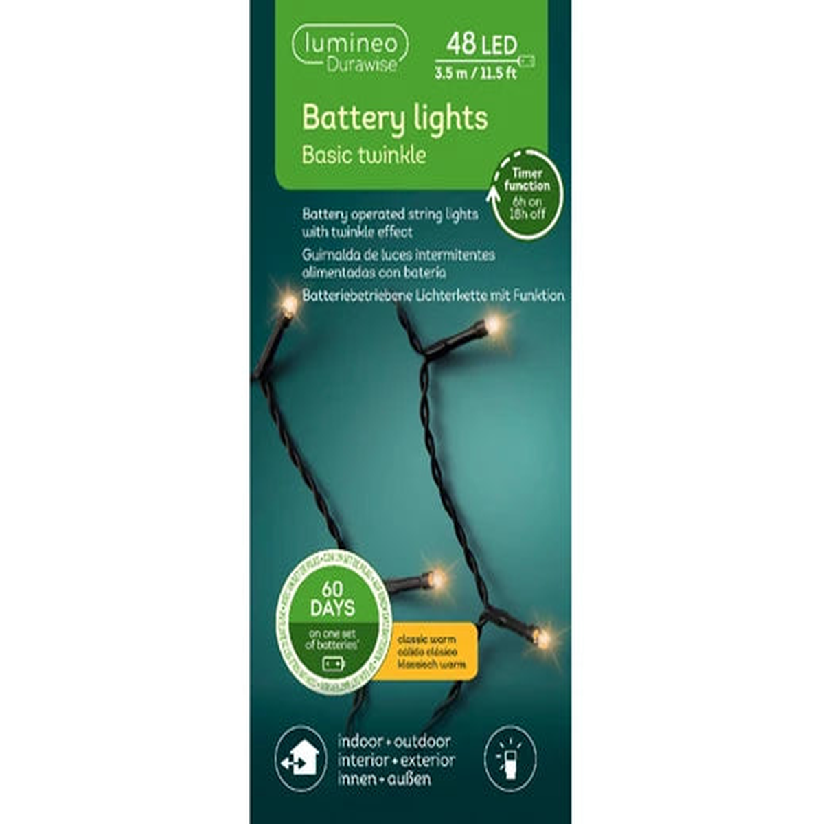 LED Durawise basic lights 8 function twinkle effect BO outdoor black/classic warm L.350cm