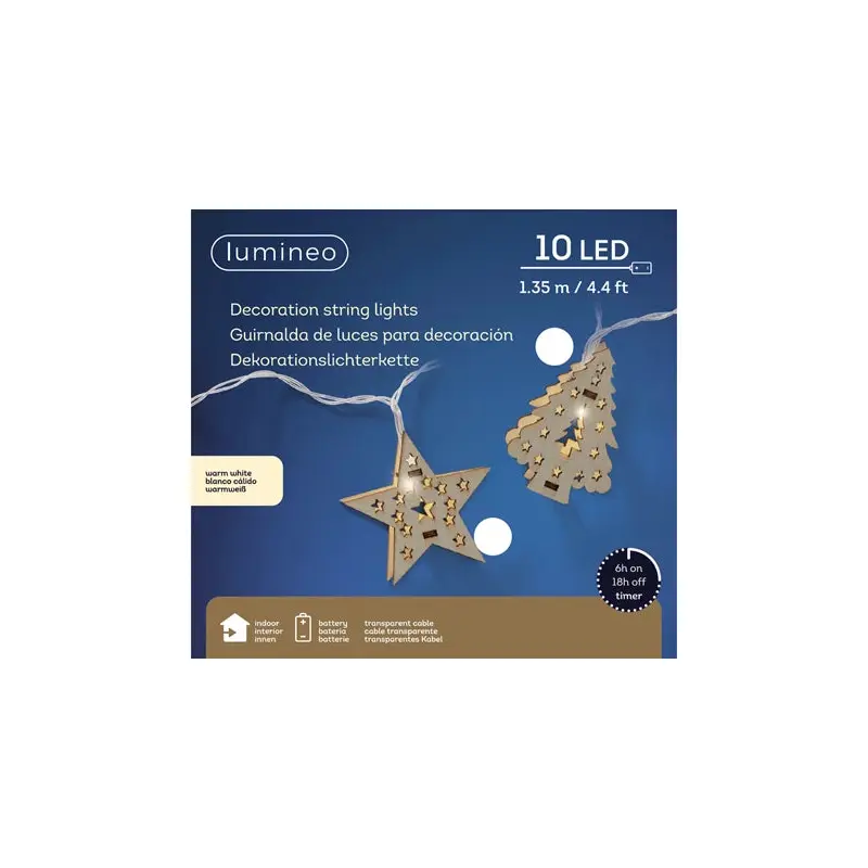 LED stringlights steady BO indoor 2ass natural/warm white L.135cm x W.6cm x H.4.3cm