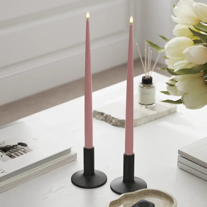Rose LED Shiny Dinner Candle. 2 stk (38 cm)