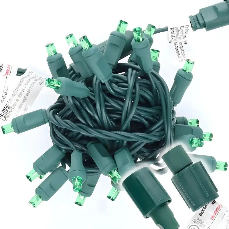 25 5mm Green Commercial Co-Axial LED Christmas Lights, 4