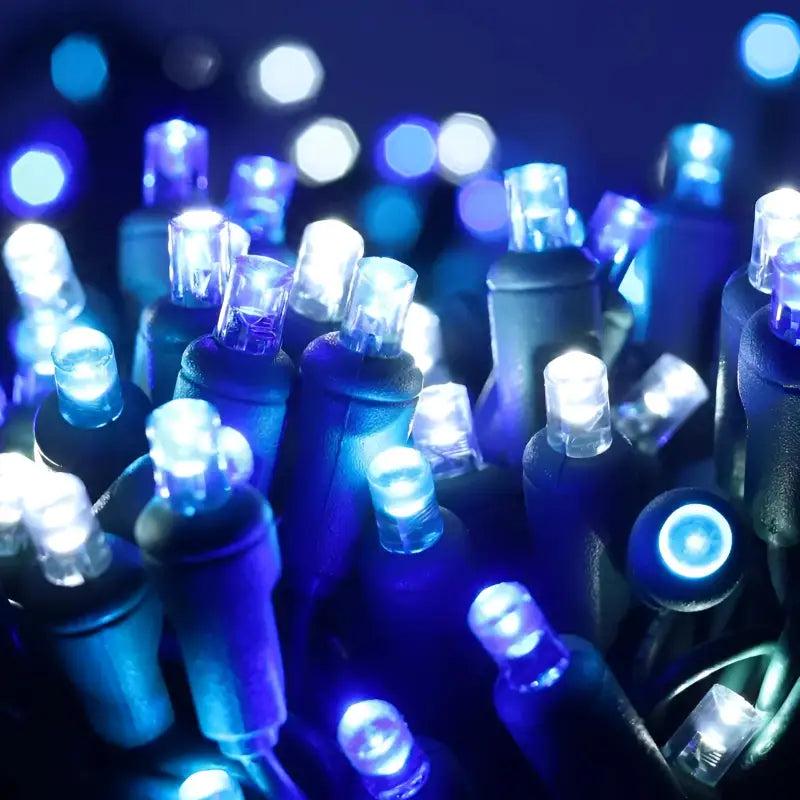 50 5mm ColorSplash Arctic Blue, Cool White, Teal LED Christmas Lights, 6