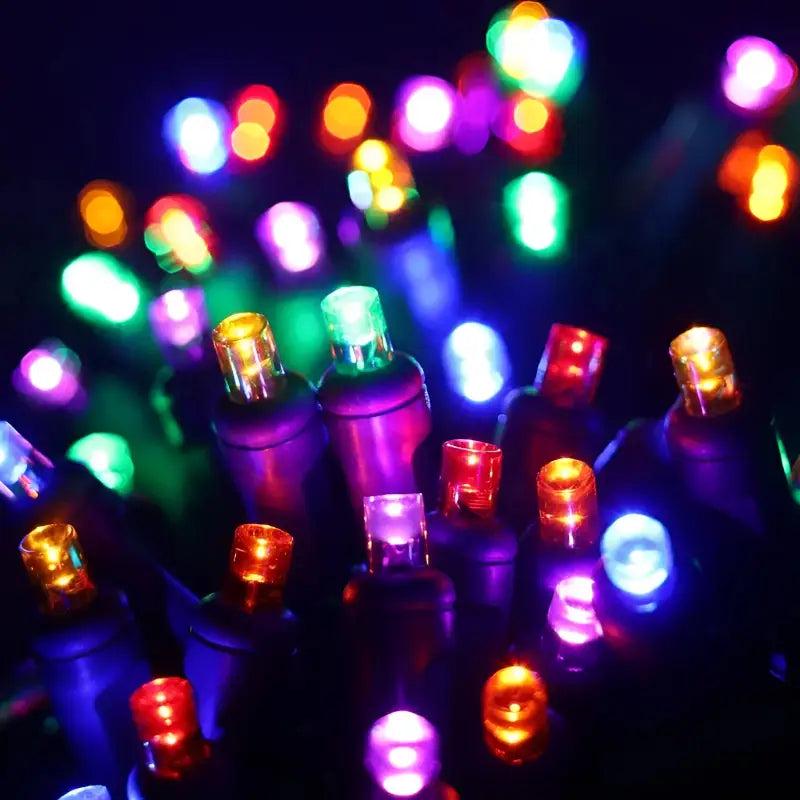 50 5mm ColorSplash Rainbow Red, Orange, Gold, Green, Blue, and Purple LED Christmas Lights, 6